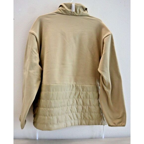 RLX Ralph Lauren Women's Sz M Beige Quilted Hybrid 1/4 Zip Pullover Jacket - Picture 2 of 14